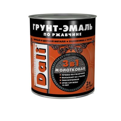 Грунт-эмаль по ржавчине 3 в 1 молотковая, алкидная, золотистая, 2 л, Dali